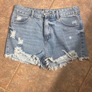 SHEIN Light Blue Distressed Jean Shorts
